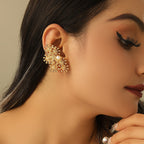 Damen-Ohrclips mit aufwendigem Blumendesign und Perlenakzent Tracht Nova