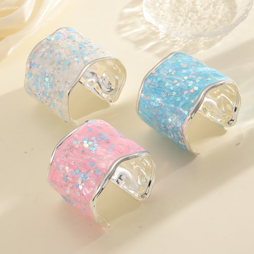 Damen Glitzernder Ring aus hochwertigem Epoxidharz Tracht Nova