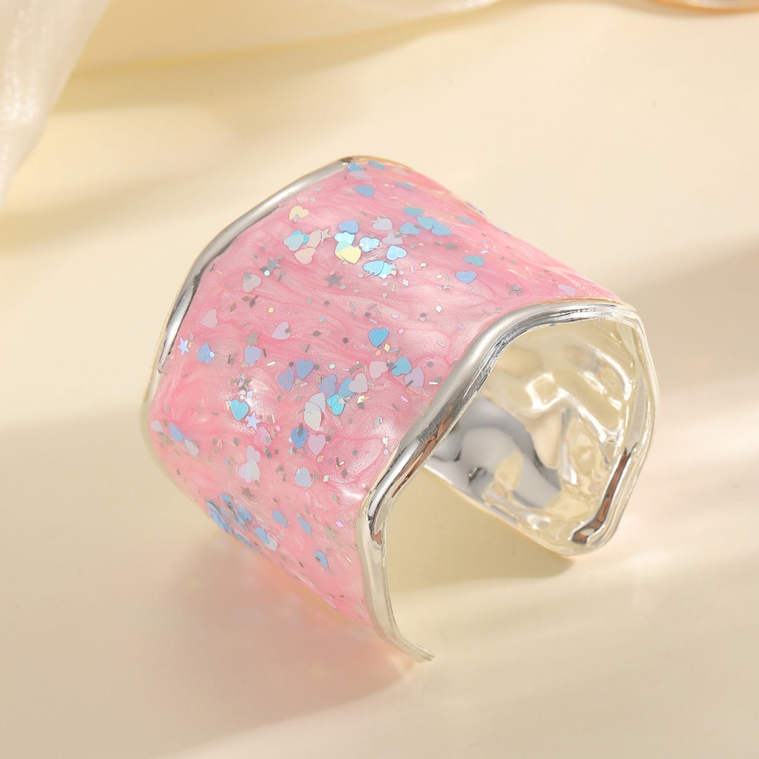 Damen Glitzernder Ring aus hochwertigem Epoxidharz Tracht Nova