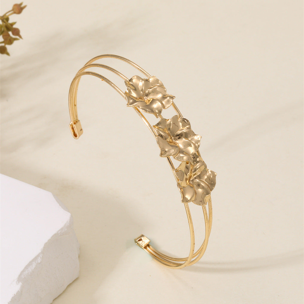 Frauen Offenes Armband mit Künstlerischem Blumenmuster Tracht Nova