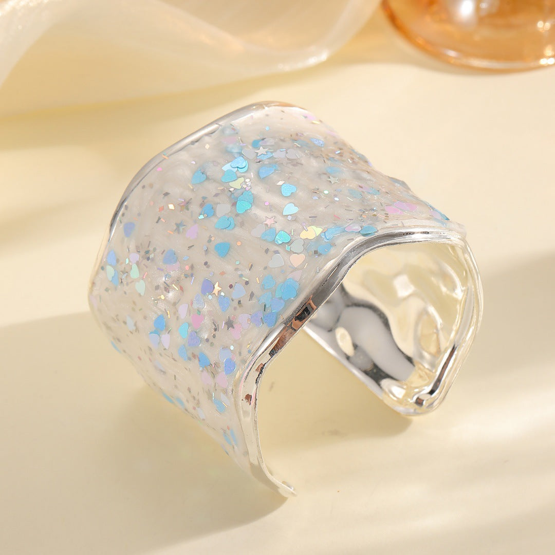 Damen Glitzernder Ring aus hochwertigem Epoxidharz Tracht Nova