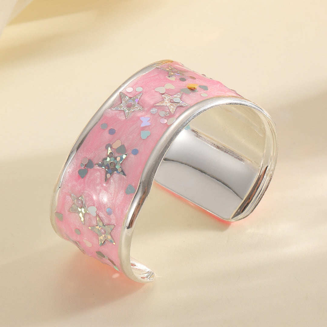 Frauen Offenes Armband mit Funkelndem Sternmotiv Tracht Nova