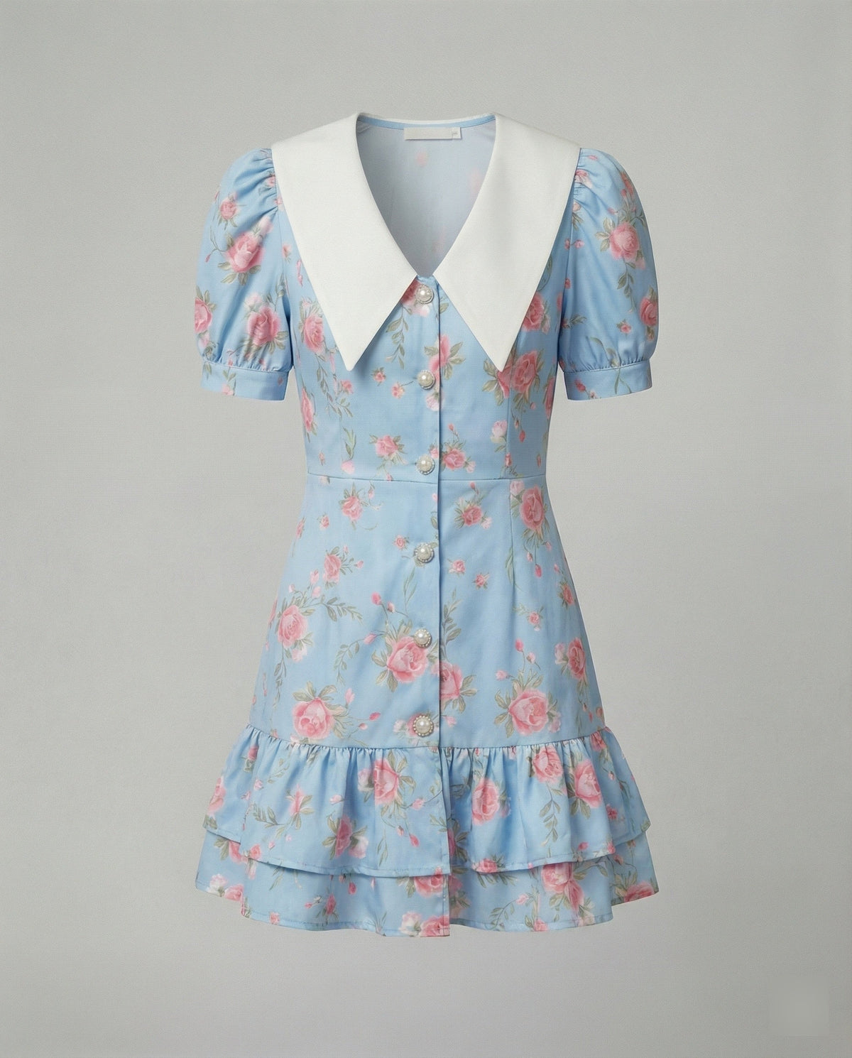 Damen Blumen Kleid mit Puffärmeln