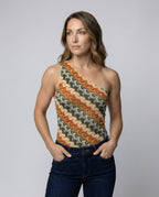 Damen asymmetrisches Mini-Kleid mit modernem Wellenmuster